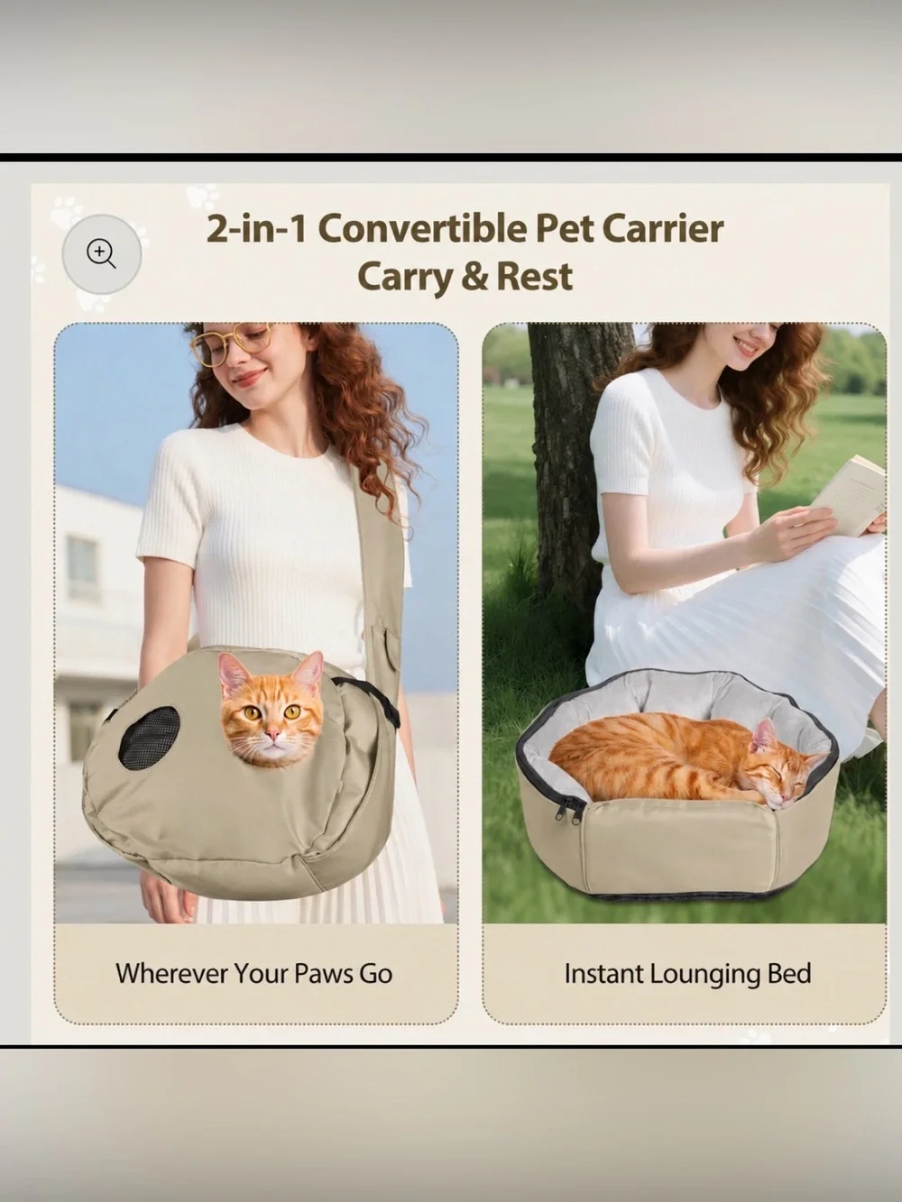 2-in-1 Convertible Pet Sling Carrier & Bed - with Breathable Mesh,